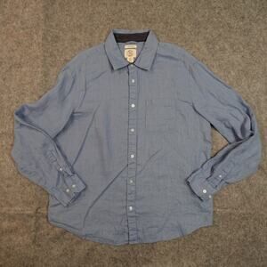 Panama Jack Shirt Mens Extra Large Linen Button Front Beachy Preppy Blue Minimal